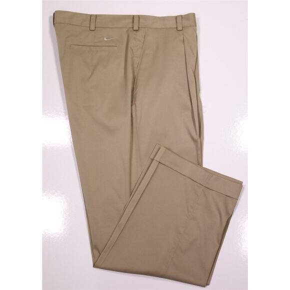 Nike Golf DriFit Tour Performance Tan Pleated Dress Khaki Pants Men's 38x30 - Picture 1 of 7